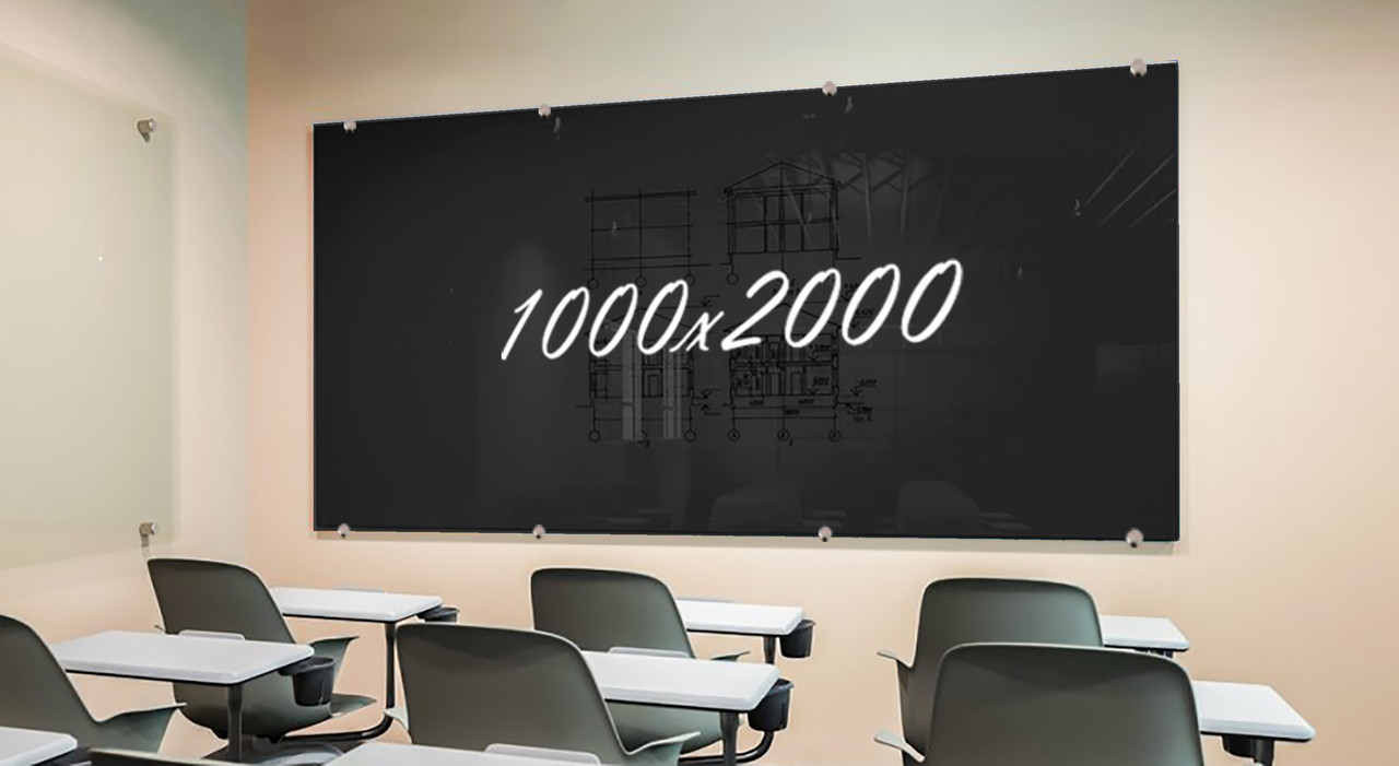 Скляна маркерна магнітна дошка 2000*1000мм Чорна, фото 1
