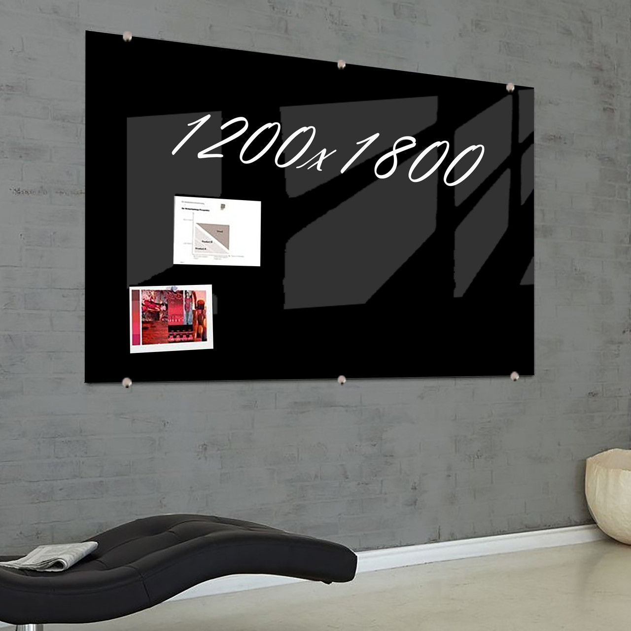 Дошка магнітна маркерна скляна 1800*1200 мм Чорна, фото 1