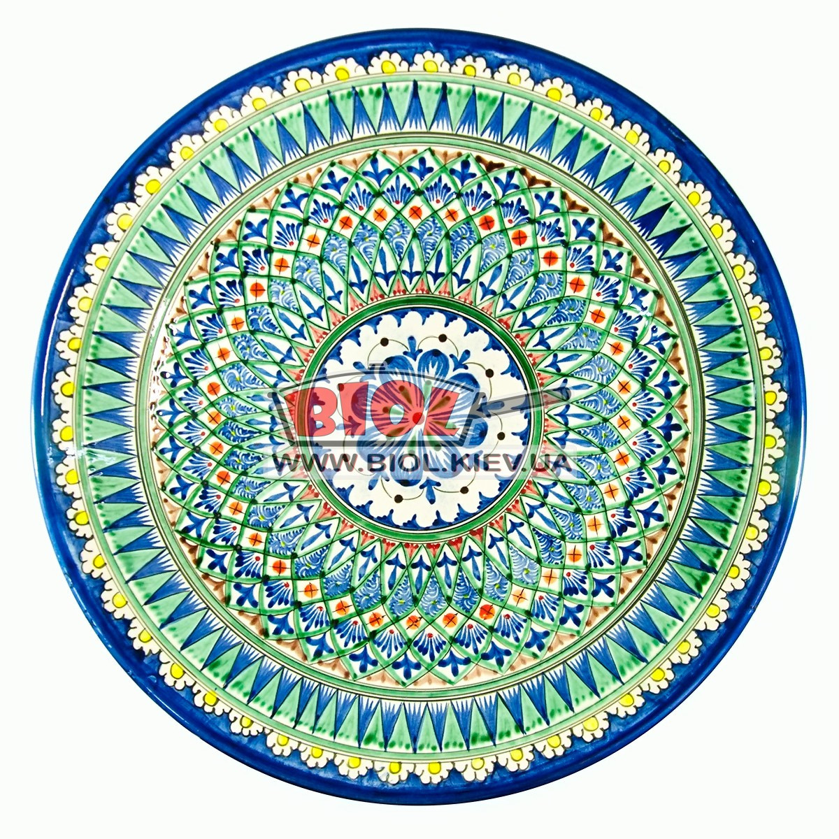 Ляган (вузбекська тарілка) 42х5 см для подавання плову керамічний (ручний розпис) (варіант 28), фото 1
