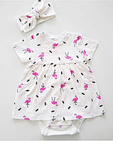 Детское боди платье Фламинго 80