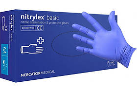 Перчатки нітрилові неопудринні сині NITRYLEX BLUE 100шт (50пар), розмір M