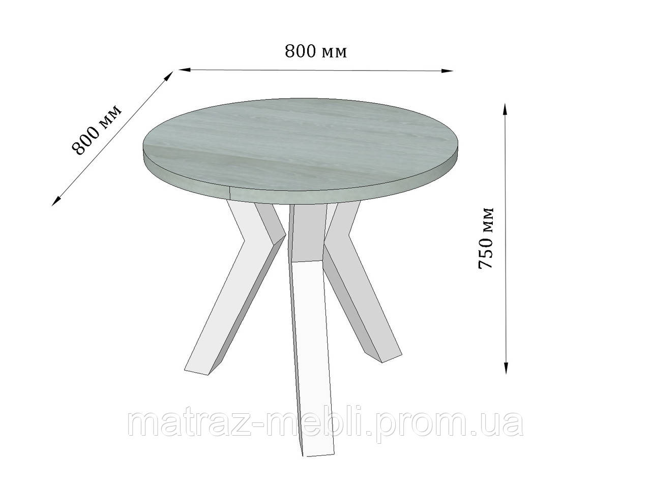 Стол круглый Свен-3 в стиле Лофт, на трех металлических ножках, столешница размер 800х800 - фото 8 - id-p1431337843