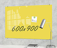 Доска магнитно-маркерная стеклянная 900*600мм Жёлтая