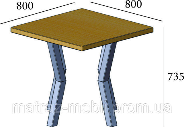 Стол прямоугольный Свен-4 в стиле Лофт, на металлических ножках, квадратная столешница размер 800х800 - фото 4 - id-p1431363175
