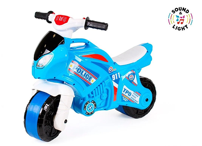 Надійна Каталка-толокар для дитини від 2 років Крутий Синій Мотоцикл зі звуковими та світловими ефектами ТЕХНОК