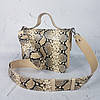 Сумка жіноча "Біанка" натуральна шкіра, слонова кістка з імітацією під пітона, фото 3