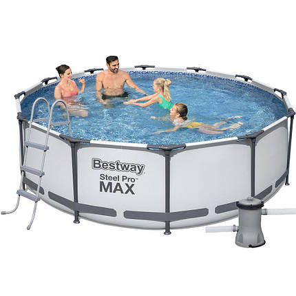 Каркасний басейн Bestway Steel Pro Max 56418, 366x100 см, 9150 л, круглий, з фільтром і сходами, фото 1