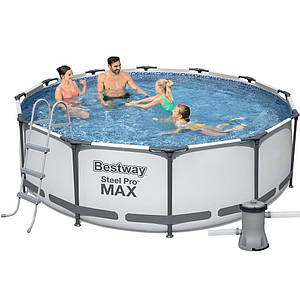 Каркасний басейн Bestway Steel Pro Max 56418, 366x100 см, 9150 л, круглий, з фільтром і сходами