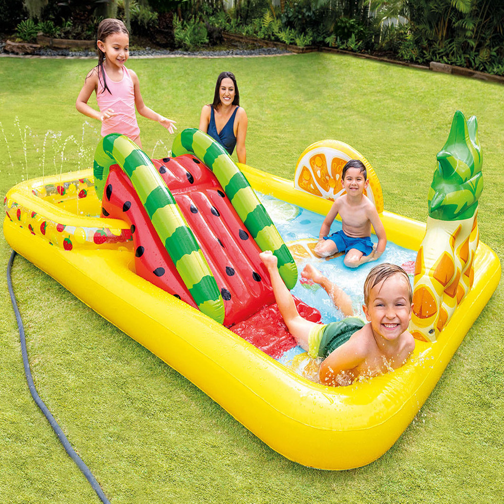 Дитячий ігровий центр Intex 57158 Фрукти 244х191х91см Надувний водний басейн комплекс з гіркою Інтекс ПВХ