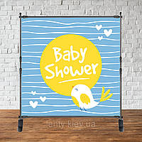 Банер 2х2м "Baby Shower (Бебі шауер/Гендер паті" - Фотозона (вініловий) (каркас окремо) - Мила пташка