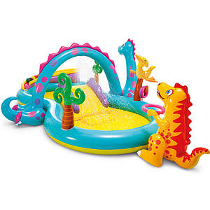 Дитячий водний ігровий центр Intex 57135 Dinoland 333х229х112 см басейн динозавр з гіркою, надувний від 3 років