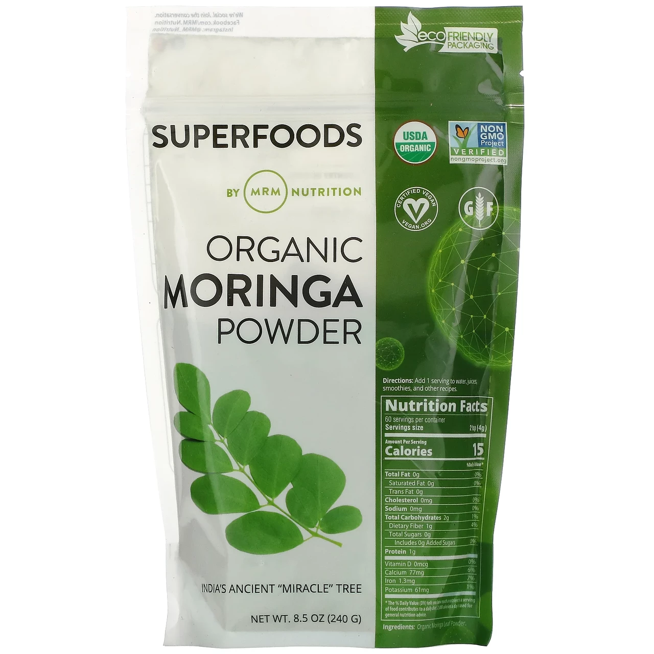 MRM, Органічний порошок з моринги, Organic Moringa Powder, 240 г