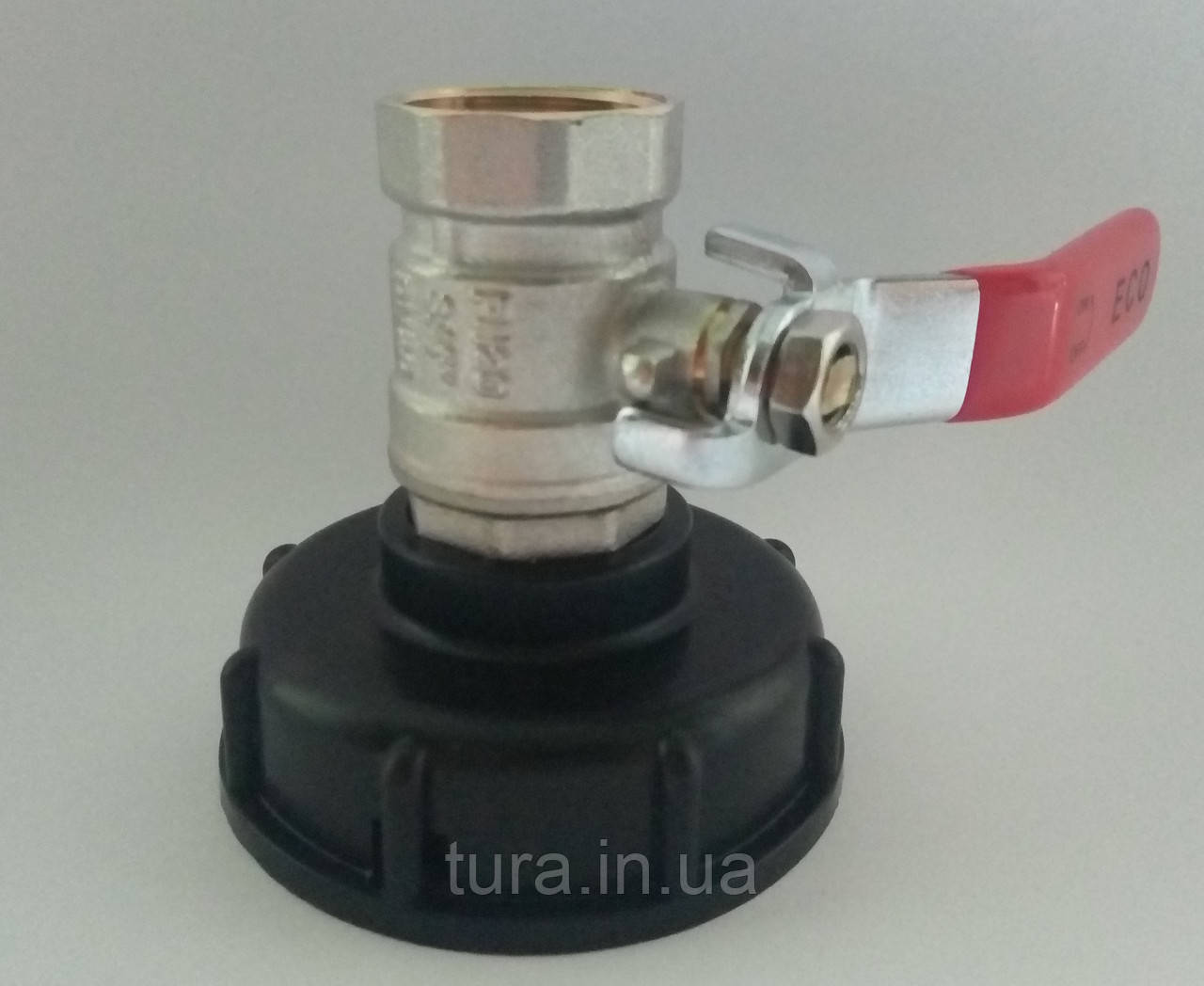 Перехідник 60х6мм на 3/4" вн. різьба, з краном (під Еврокуб)