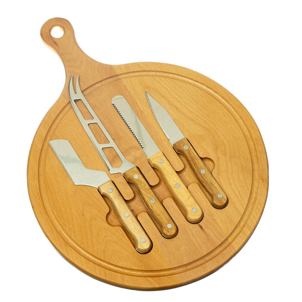 Сирна дерев'яна дошка + ножі Wood 30х39 см 18601-005