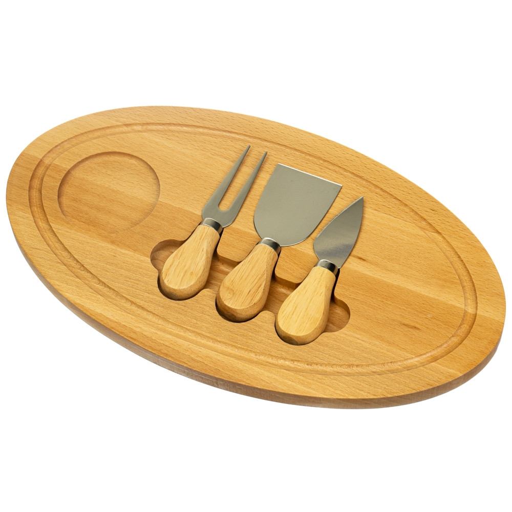 Сирна дерев'яна дошка + ножі Wood 35х20 см 18601-004