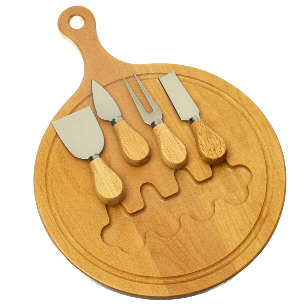 Сирна дерев'яна дошка + ножі Wood 38х28 см 18601-003