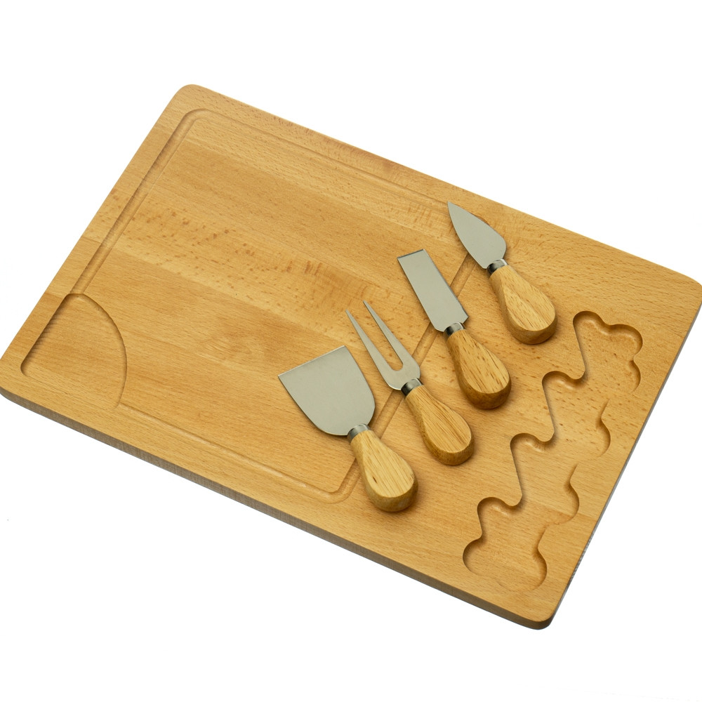 Сирна дерев'яна дошка + ножі Wood 38х27 см 18601-002