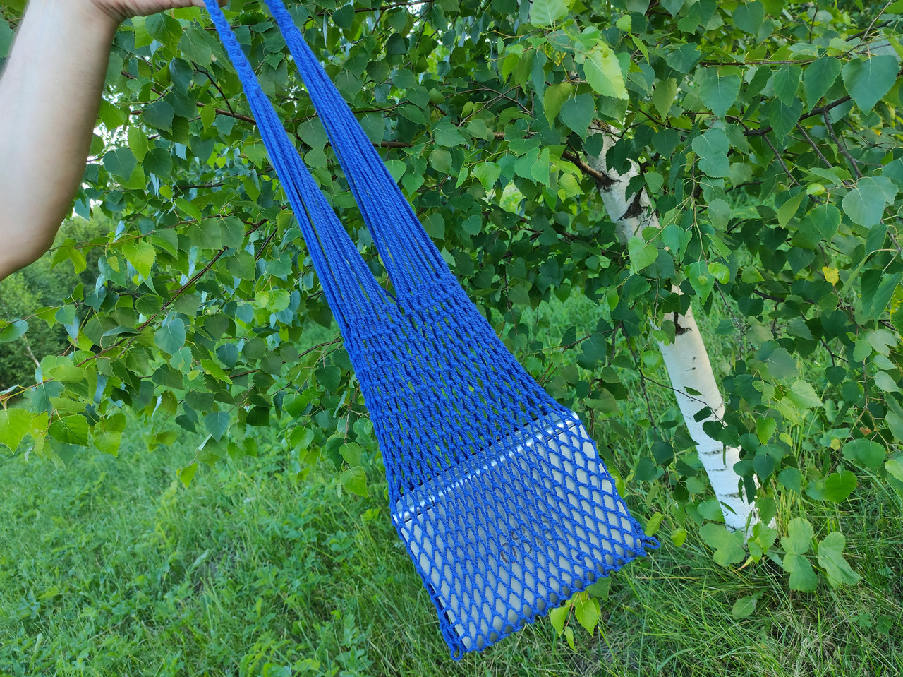 Сумка на плече ручної роботи - Бавовняна сумка - Авоська - синій