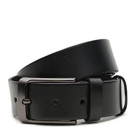 Ремінь шкіряний чоловічий 125×3.5 / пасок для брюків та джинсів, чорний