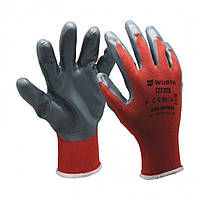 Перчатки Wurth Red Nitrile 0899403109 с нитриловым покрытием размер 9