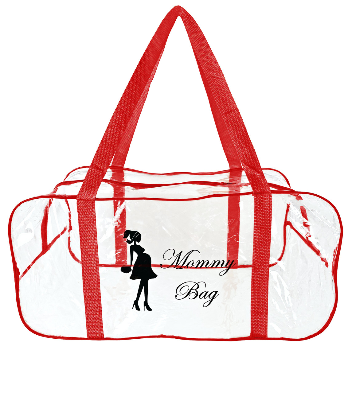 Велика прозора сумка в пологовий будинок для речей Mommy Bag р. L червона Сумка для майбутніх мам