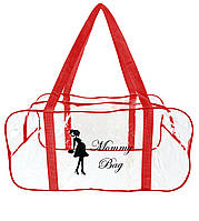 Большая прозрачная сумка в роддом для вещей Mommy Bag р. L красная Сумка для будущих мам