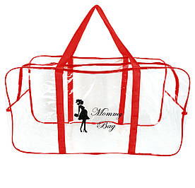 Прозора сумка в пологовий будинок Mommy Bag р. XL червона Допологова велика сумка для мами містка