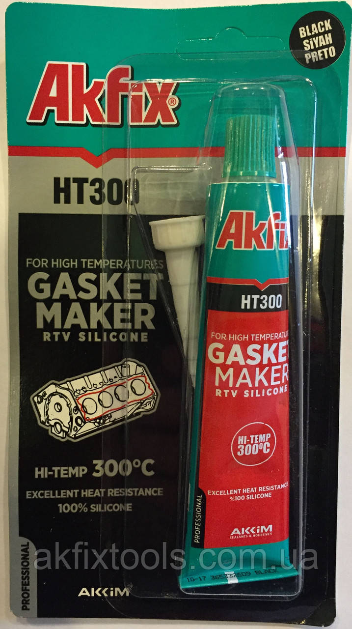 Термостійкий силіконовий герметик Akfix HT300 50 гр чорний