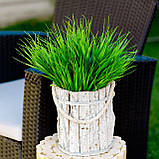 Пластикові зелені гілки для декору 14 шт. штучна трава, фото 2