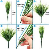 Пластикові зелені гілки для декору 14 шт. штучна трава, фото 6