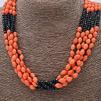 Буси Помаранчовий Корал 8х6 мм 52 см П'ять Рядів