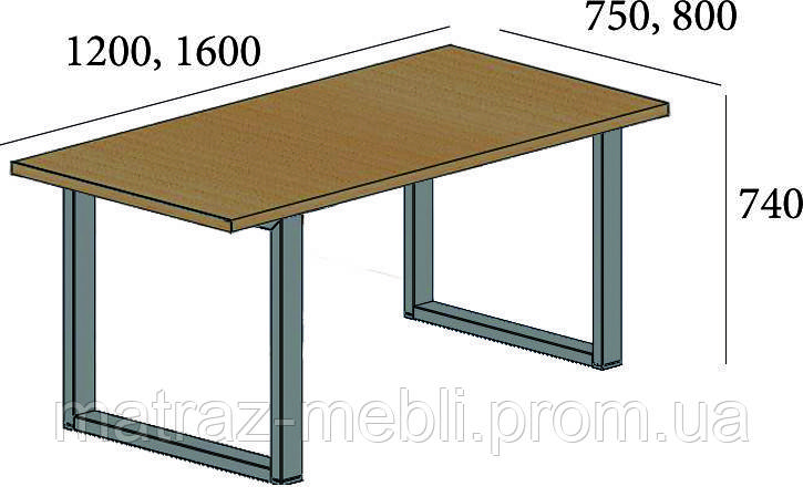 Стол прямоугольный обеденный Спот Оверхед в стиле Лофт, на металлических ножках, столешница размер 1200х7500 - фото 3 - id-p1431664684