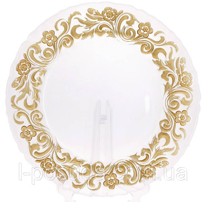 Подставная Стеклянная Тарелка с Золотым Узором 33 См (сервировочное ...