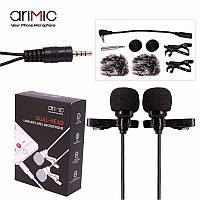 Петличний мікрофон подвійний Ulanzi AriMic Lapel Dual 1,5м (3.5mm)