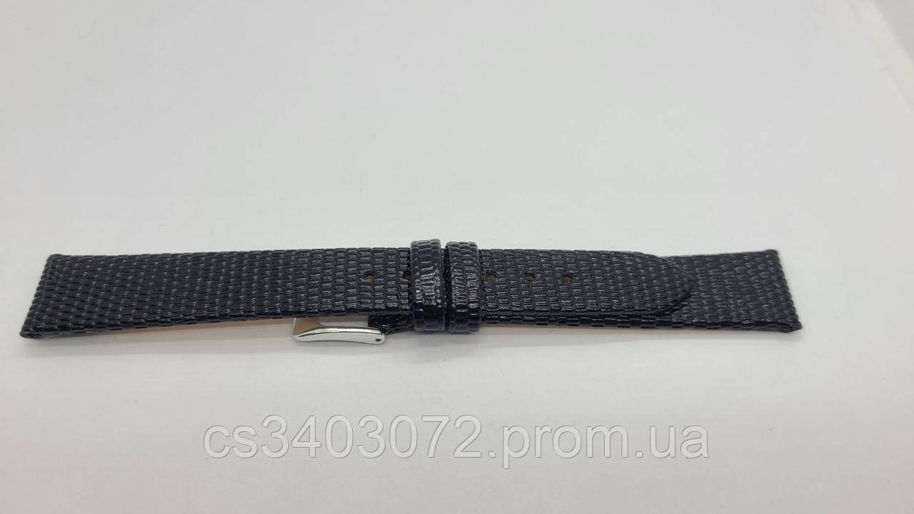 Чорний шкіряний ремінець для наручних годинників , 18 мм