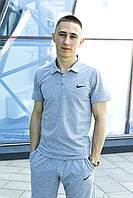 Комплект мужской летний Футболка поло + Шорты Nike CL серый | Спортивный костюм мужской на лето Найк, фото 8