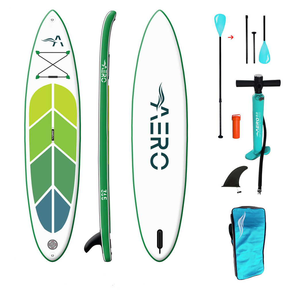 Надувная SUP доска AERO Board 10.6" (320x80x15см) Green - фото 1 - id-p1431750587