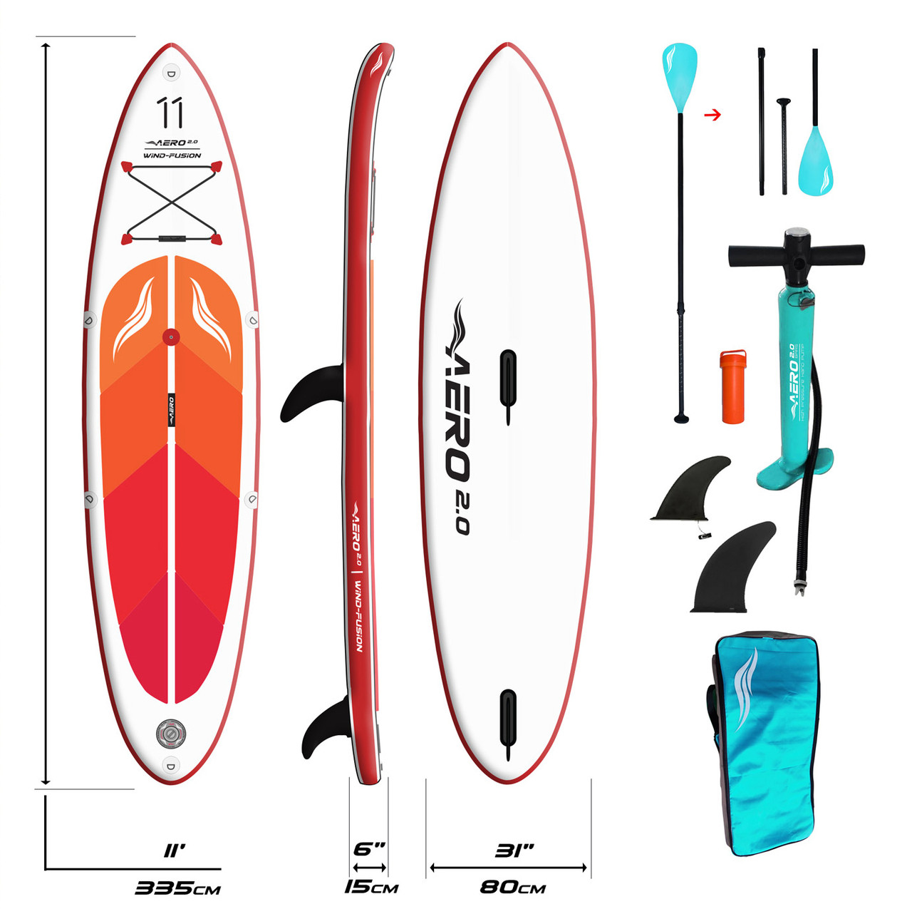 Надувная Wind SUP доска AERO 2.0 Luxury 11" (335x80x15см) Red (крепление для паруса) - фото 2 - id-p1431750618