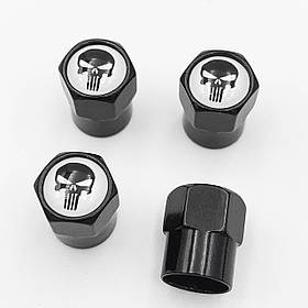 Захисні ковпачки на ніпеля "Череп Каратель" (Punisher) 4 шт Білий фон, чорні