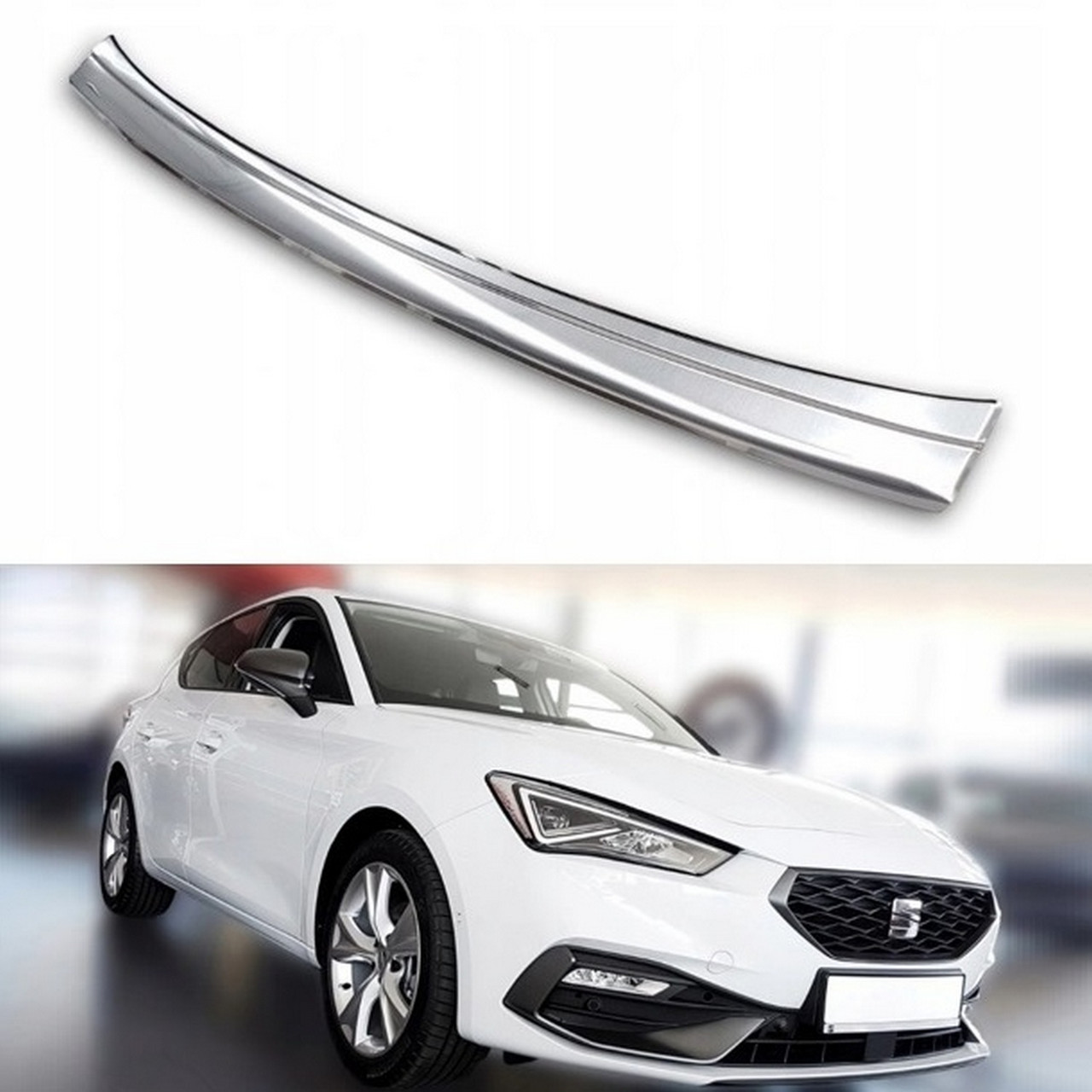 Захисна накладка на задній бампер для Seat Leon Mk4 5дв. хетчбек 2020+ /нерж.сталь/