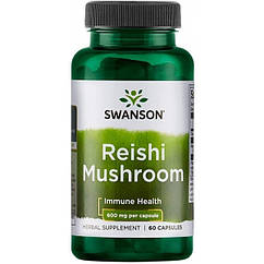 Swanson Reishi Mushroom 600 mg, Гриби Рейші (60 капс.)