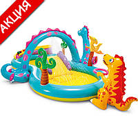 Детский водный игровой центр бассейн Intex 57135 динозавр Dinoland 333х229х112 см с горкой, надувной от 3 лет