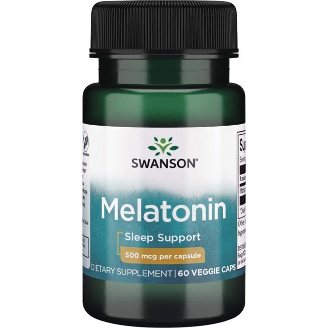 Мелатонін-гормон сну, Melatonin, Swanson, 500 мкг, 60 капсул вегетаріанських