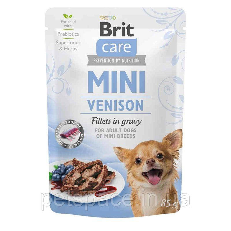 Вологий корм Brit Care Mini Dog (Бріт Кеа з олениною для дрібних порід собак) 85г, фото 1
