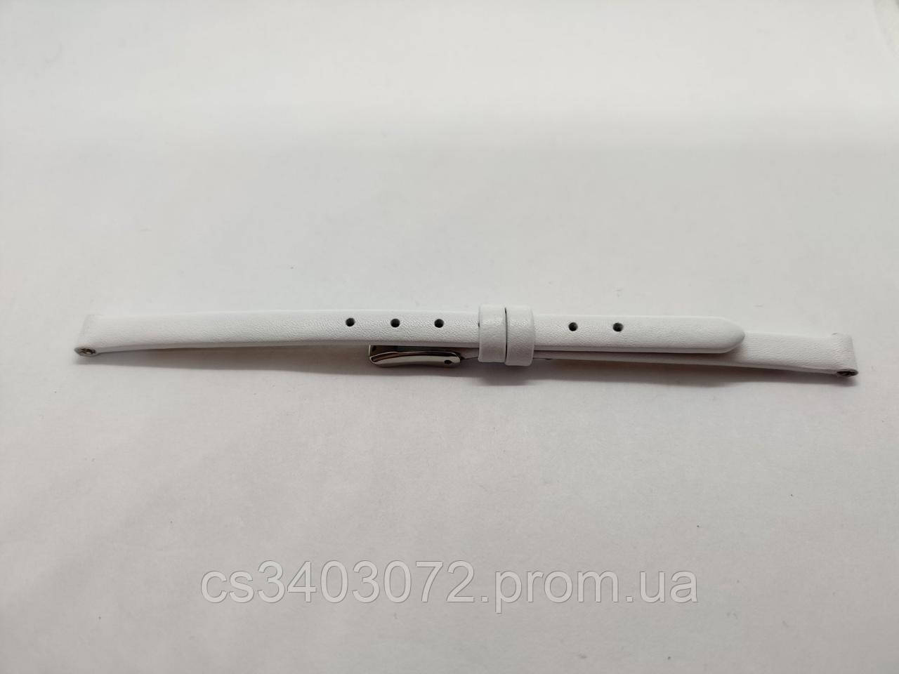 Білий жіночий шкіряний ремінець для наручних годинників з білою строчкою 12 мм
