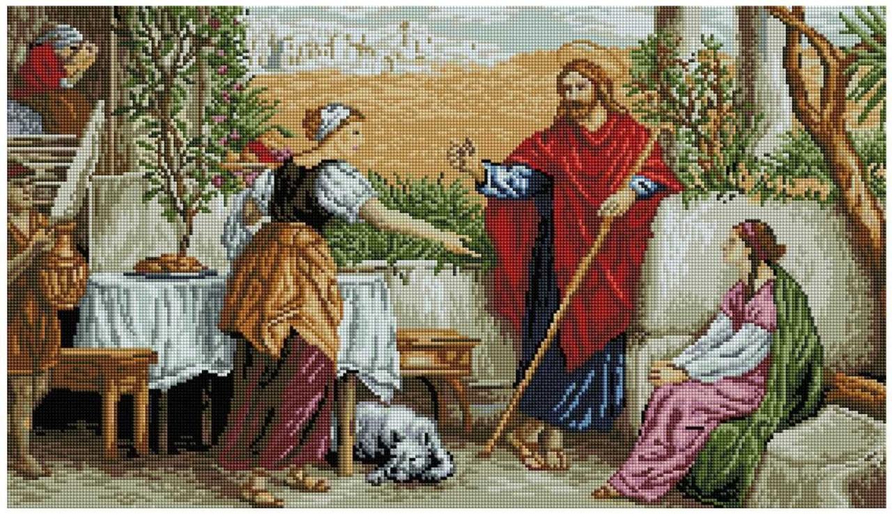Набір алмазної мозаїки 40х70 "Ісус у Марти і Марії" SS808
