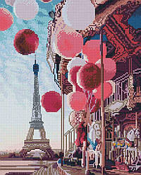 Набір алмазної мозаїки 40х50 "Повітряні кульки і Париж" SP082