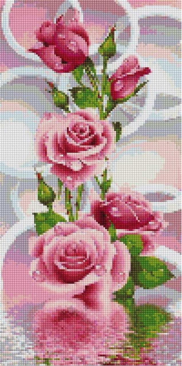 Набір алмазної мозаїки ColorArt Рожеві троянди панно 29х59 TS1300