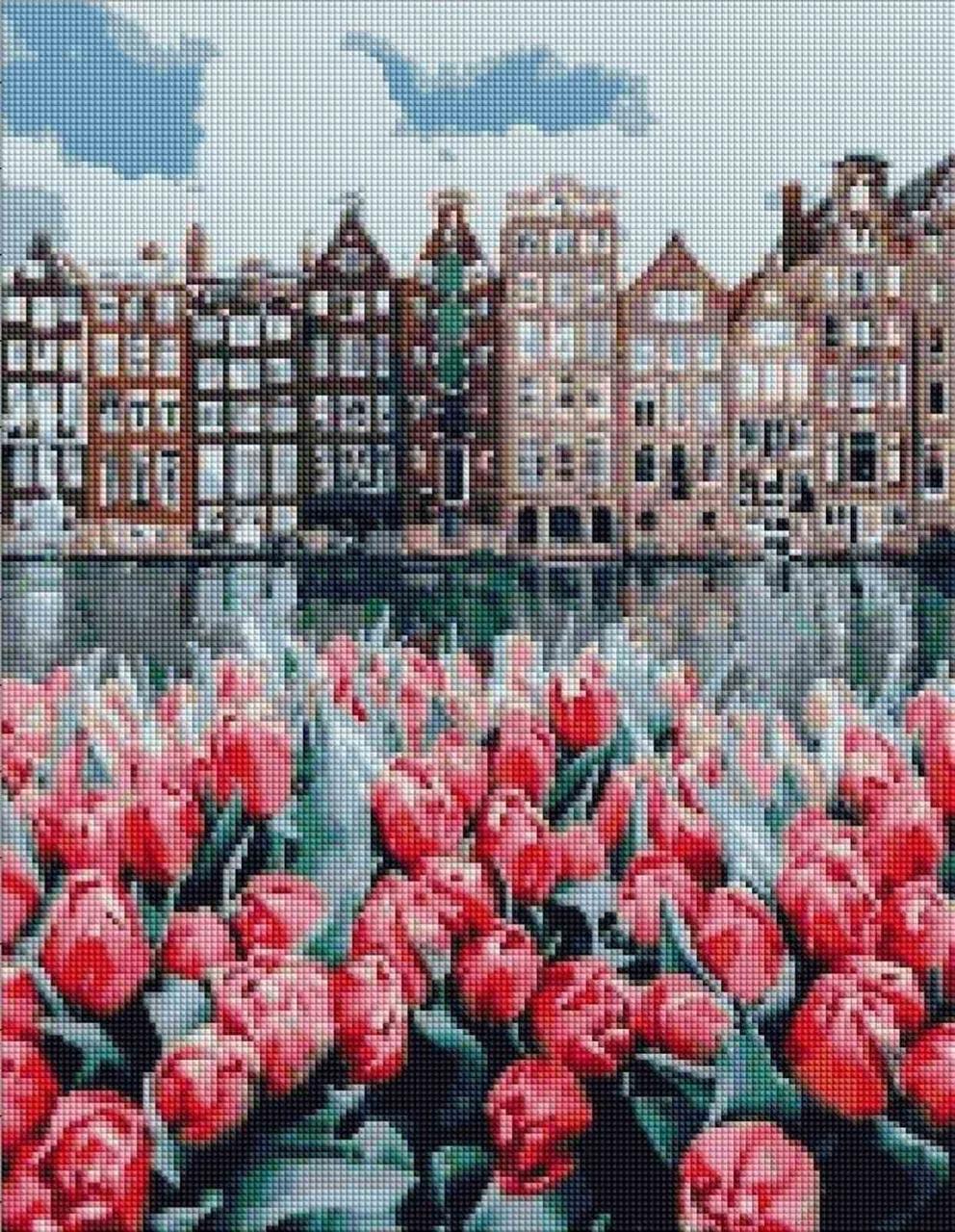 Набір алмазної мозаїки ColorArt Місто в тюльпанах 39х49 SP098, фото 1