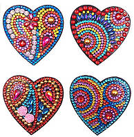 Набір магнітиків для алмазної мозаїки ColorArt Сердечка 4шт FM53